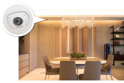 Householders can monitor activity in the living room and front-door entrance area via strategically-placed IP cams. 