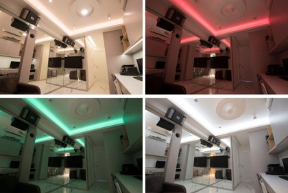 配合HKT Smart Living 智能燈光系統，屋主只要輕觸螢幕介面，便可選擇明亮的閱讀燈光，或是不同顏色的光線。